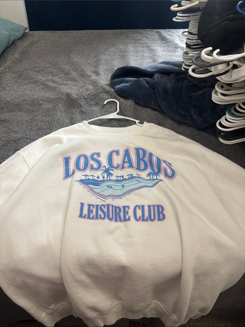 PacSun White Crewneck Sweatshirt with Pastel Blue & Pink Graphic